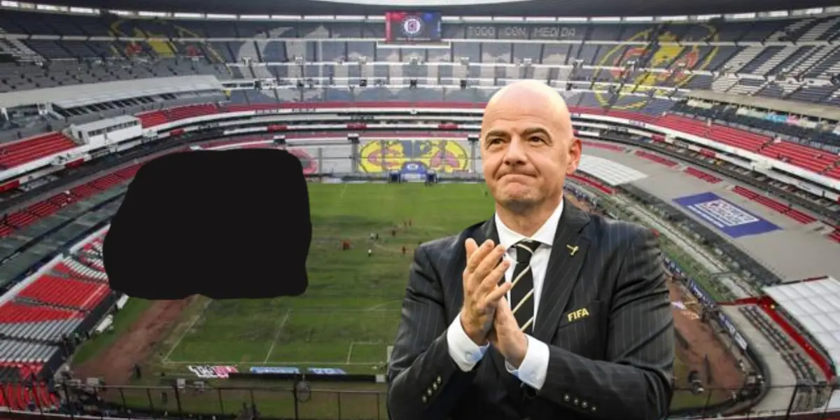 Estadio Azteca en malas condiciones y Gianni Infantino | Foto: BBC